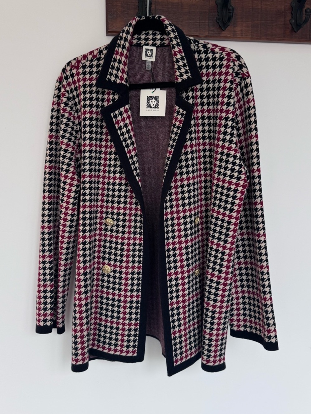 Anne Klein Houndstooth Knit Blazer